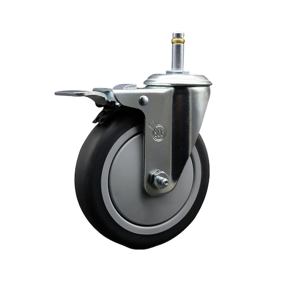 5'' Thermo Rubber Swivel 7/16'' Stem Caster with Total Lock Brake